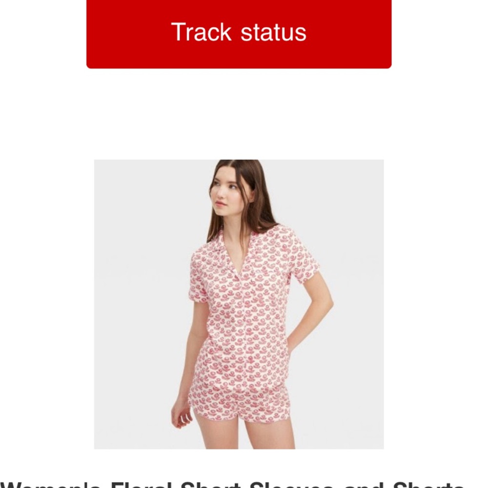 Women’s Pink Floral Short Sleeve Pajama Set